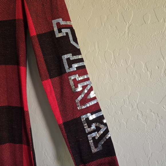 Victoria's Secret PINK Red Plaid Onesie Bling Medium - Picture 3 of 10